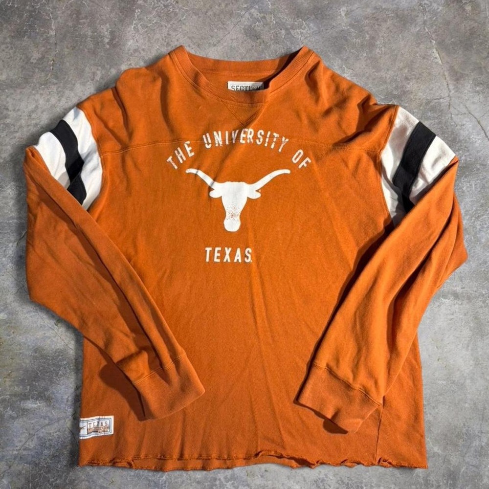 Vintage Texas Longhorns Football Jersey Crewneck Sweatshirt Orange Size L NCAA